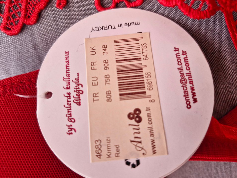 Nakışlı Kırmızı Sütyen - Görsel 5