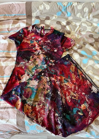 Bordo Drapeli Straplez Uzun Elbise - Görsel 3