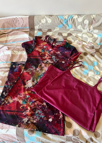 Bordo Drapeli Straplez Uzun Elbise - Görsel 2