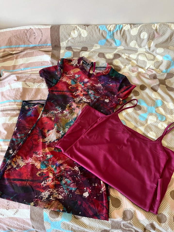 Bordo Drapeli Straplez Uzun Elbise - Görsel 2