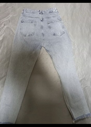 Kadın Gri Bol Kesim Midi Denim Jean - Görsel 3