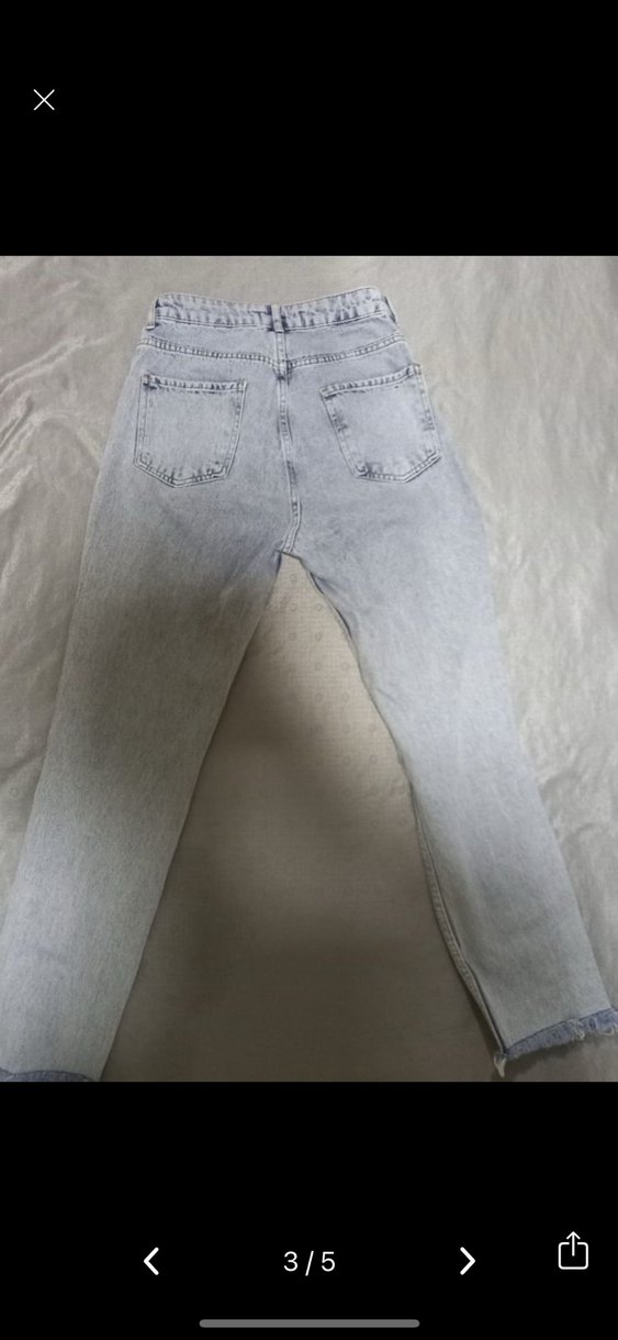 Kadın Gri Bol Kesim Midi Denim Jean - Görsel 3