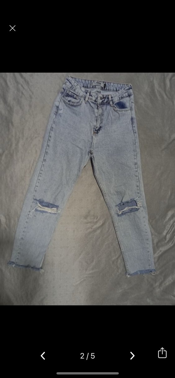 Kadın Gri Bol Kesim Midi Denim Jean - Görsel 2