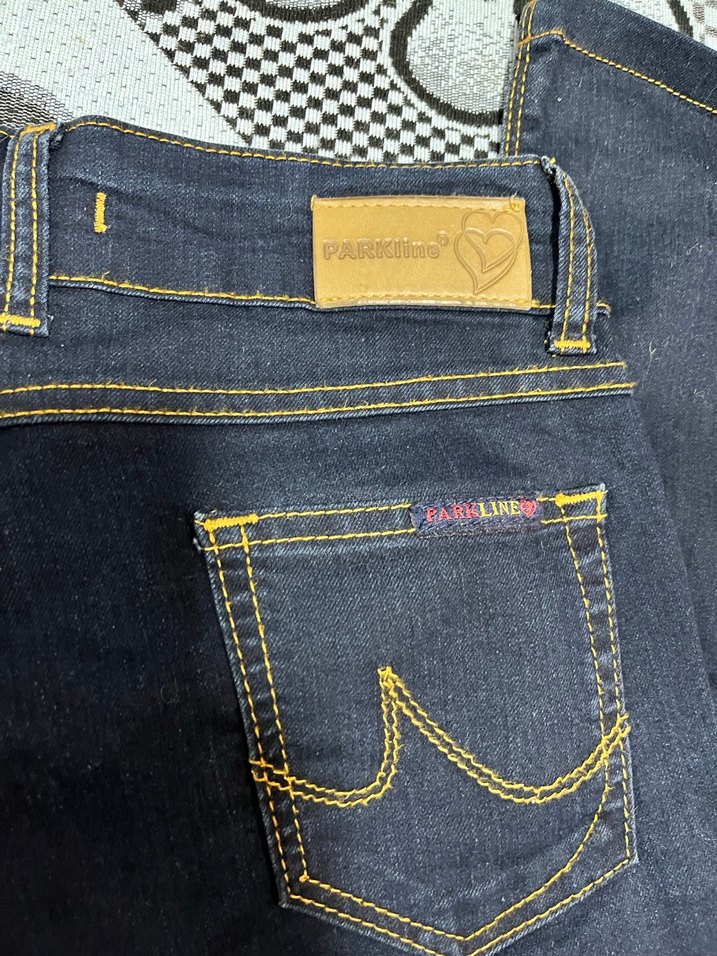 Kadın Koyu Mavi Desenli Kemerli Dar Kesim Kot - Görsel 3