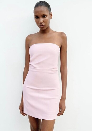 Zara Zara straplez pembe elbise