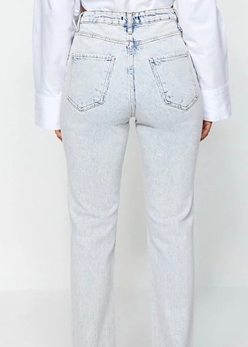 xs Beden beyaz Renk Gri Beyaz Tie-Dye Kadın Regular Fit Jean