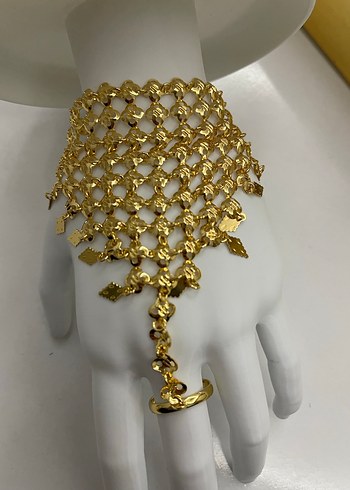 Altın Renk Zincir Detaylı Kadın El Zinciri - Görsel 2