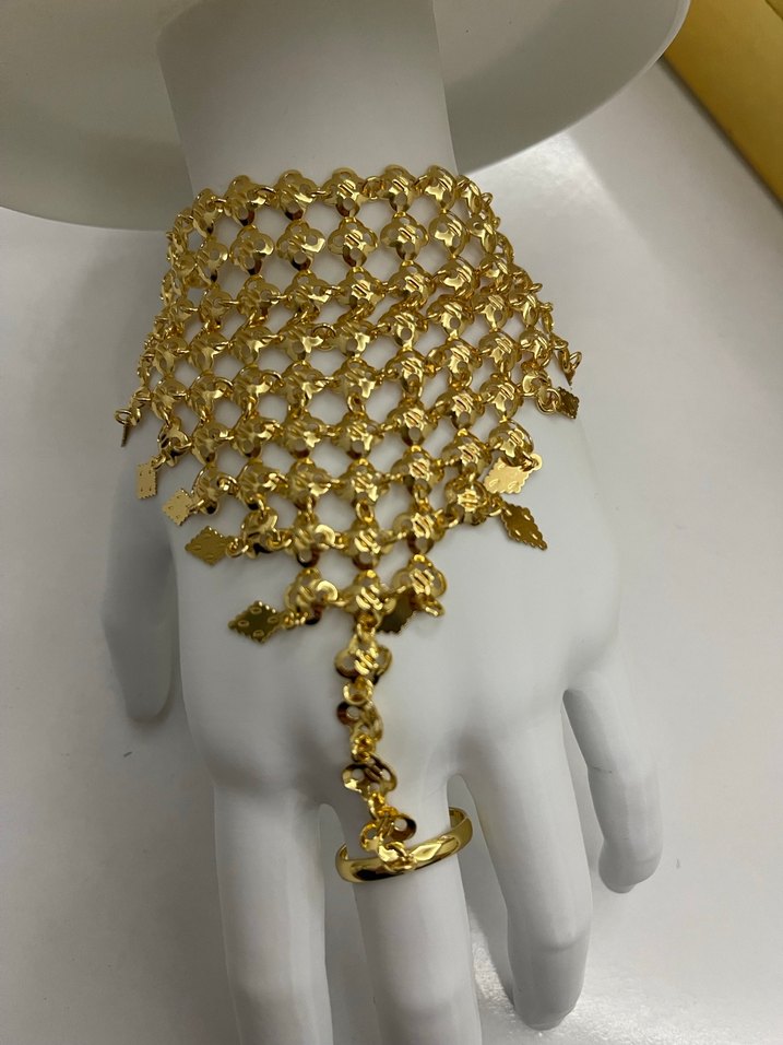 Altın Renk Zincir Detaylı Kadın El Zinciri - Görsel 2