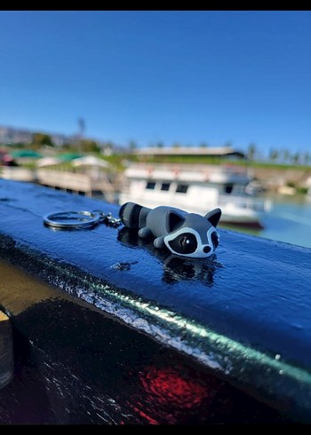 Gri Rakun Figürlü Anahtarlık - Görsel 2