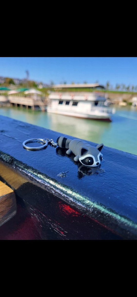 Gri Rakun Figürlü  Anahtarlık - Görsel 3