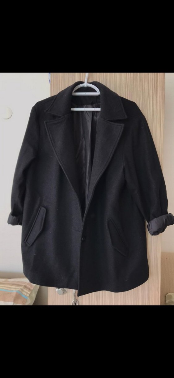 Siyah Klasik kadın Kaban - Görsel 5