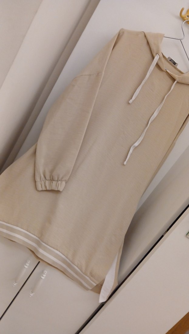 Bej Uzun Kollu Kadın Sweatshirt - Görsel 2