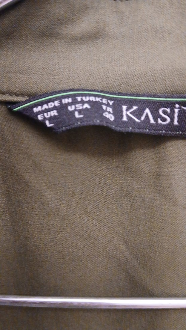 Kadın Haki Düğmeli Uzun Kollu Keten Gömlek - Görsel 3