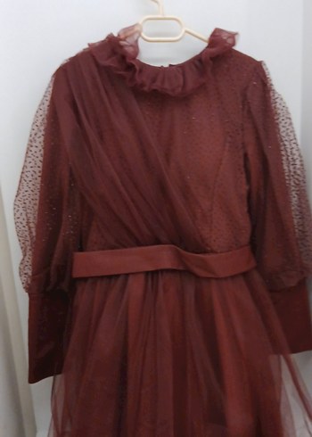 Bordo Drapeli Uzun Abiye - Görsel 2