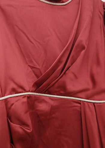 Bordo Uzun Kollu Drapeli Kadın abiye - Görsel 5