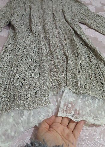 Uzun Kollu Bohem Kadın Triko Hırka - Görsel 2