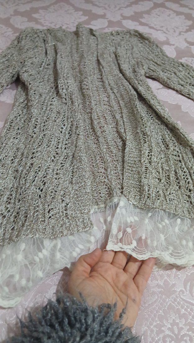 Uzun Kollu Bohem Kadın Triko Hırka - Görsel 2