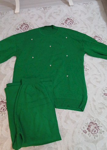 taşlı Yeşil Kadın Triko Kazak - Görsel 2