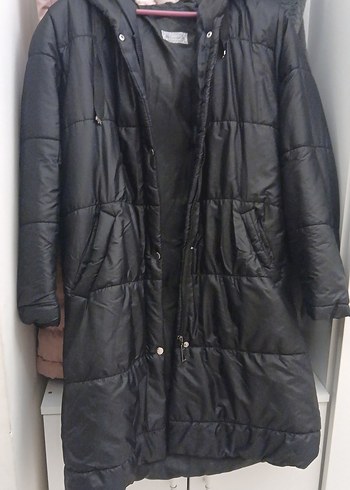 Siyah Düğmeli Kadın Midi Kışlık Mont - Görsel 3