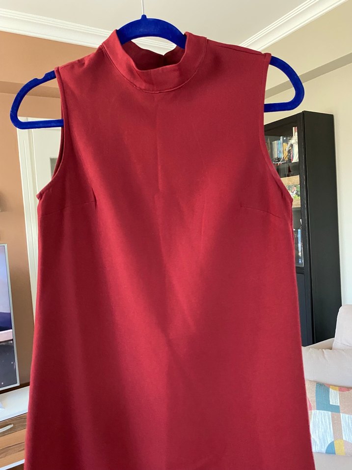 Bordo Midi elbise - Görsel 3