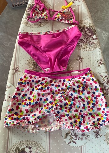 LC Waikiki Renkli Baskılı Pembe Kız Bikini