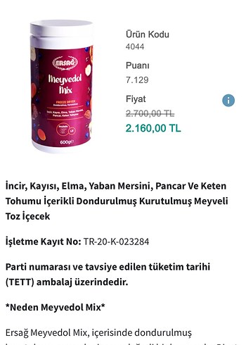 ERSAGY Meyvedol Mix Dondurulmuş Kurutulmuş Meyve Tozu 600g - Görsel 3