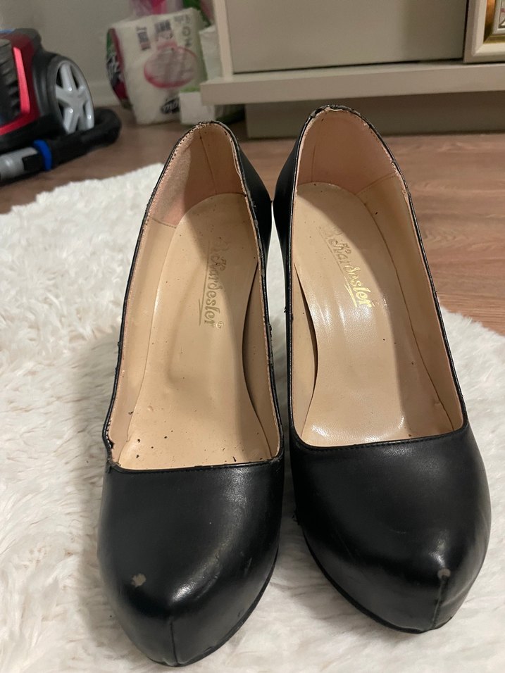 Siyah Kürklü Deri Stiletto - Görsel 4