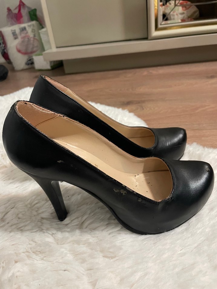 Siyah Kürklü Deri Stiletto - Görsel 3