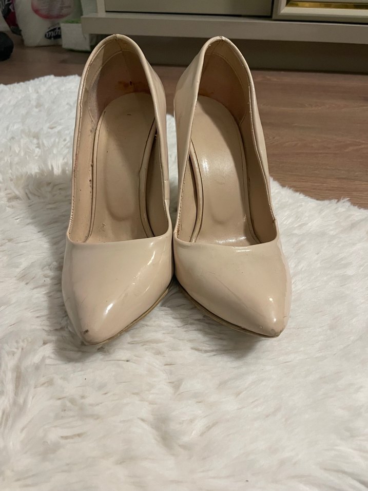 Bej Rugan Topuklu Kadın Stiletto - Görsel 3