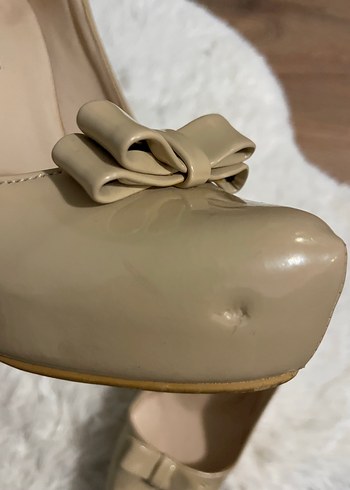 Bej Rugan Topuklu Stiletto Kadın Ayakkabı - Görsel 5