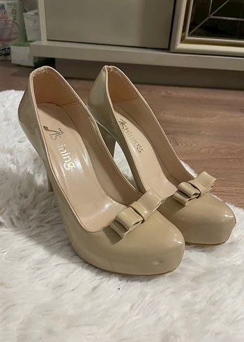 Bej Rugan Topuklu Stiletto Kadın Ayakkabı - Görsel 3