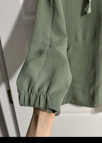 Kapüşonlu Uzun Kesim Keten Tunik - Görsel 4