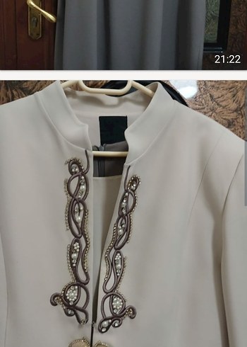 Kadın Gri Nakışlı Uzun Ceket - Görsel 2