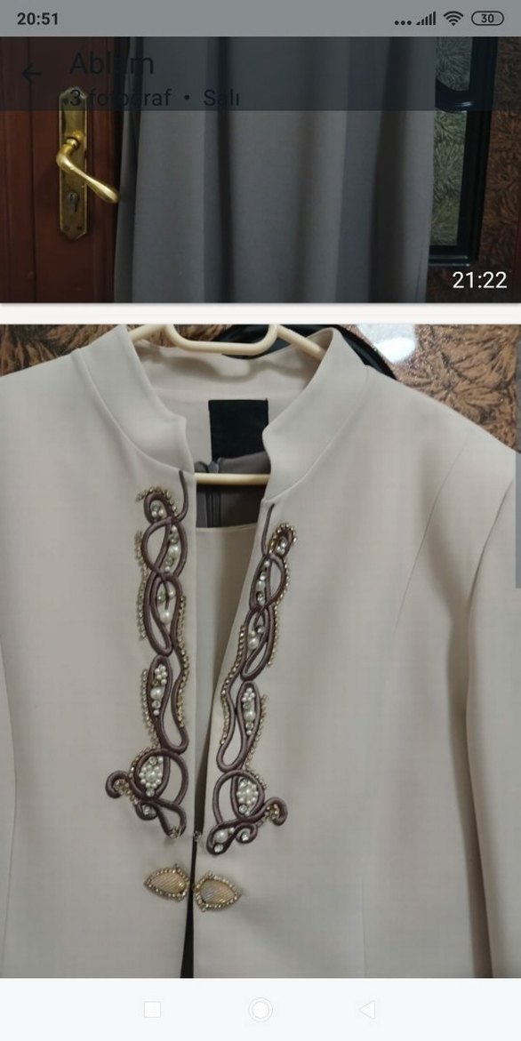 Kadın Gri Nakışlı Uzun Ceket - Görsel 2