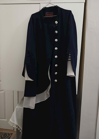 Düğmeli Lacivert Uzun Kadın pardesu - Görsel 3