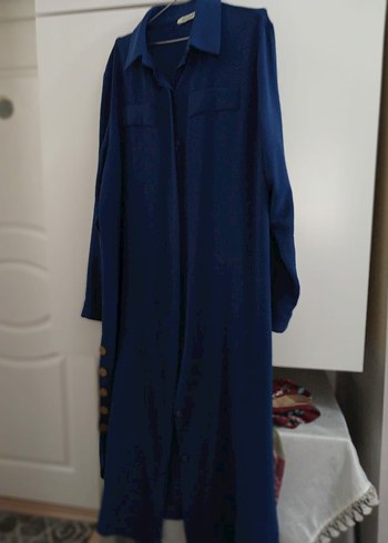 Lacivert Uzun Düğmeli   yazlık kap - Görsel 2