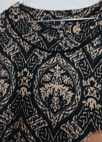 Uzun Kollu Siyah Desenli Bohem Elbise - Görsel 2