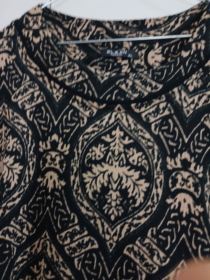 Uzun Kollu Siyah Desenli Bohem Elbise - Görsel 2