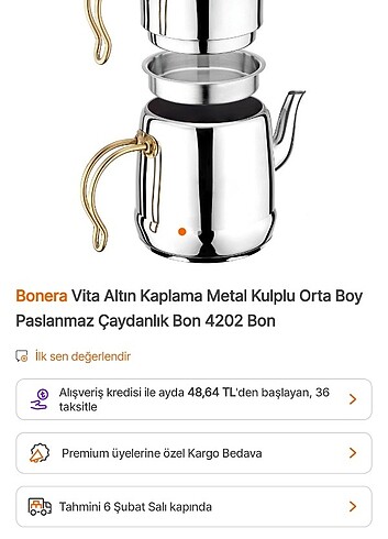  Beden beyaz Renk Bonera hiç kullanilmamis çelik demlik