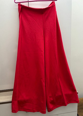 Kırmızı Midi Drapeli Kadın Kumaş Pantolon - Görsel 4