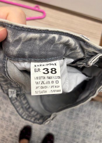 Gri Baskılı Kadın Kot Pantolon - Görsel 2