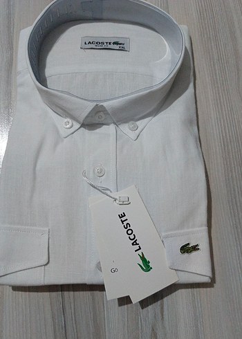 Lacoste Beyaz uzun Kollu Keten Erkek Gömlek