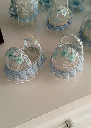 Mavi Bebek şekerlik biberon ve metal beşik - Görsel 6