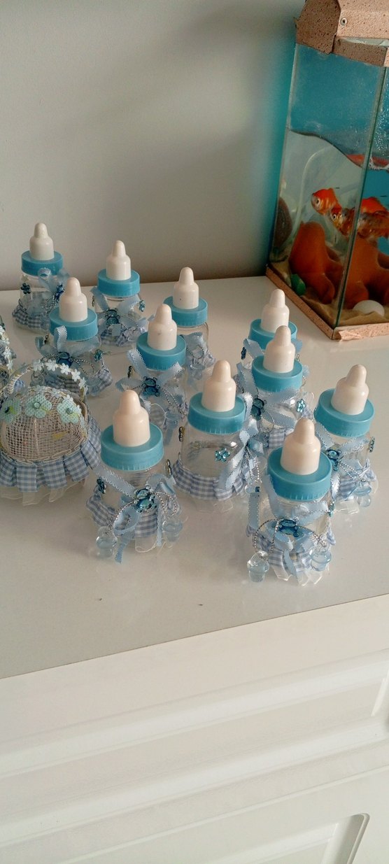 Mavi Bebek şekerlik biberon ve metal beşik - Görsel 4