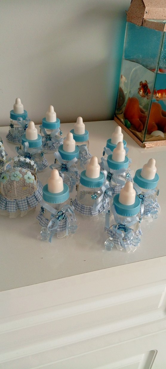 Mavi Bebek şekerlik biberon ve metal beşik - Görsel 3