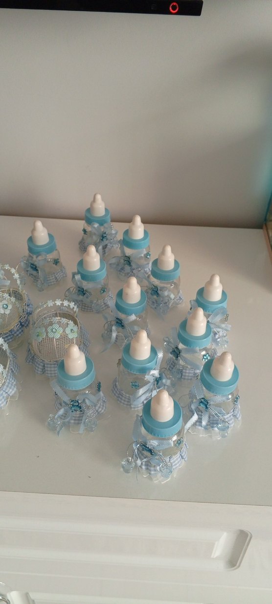 Mavi Bebek şekerlik biberon ve metal beşik - Görsel 2