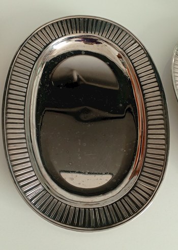 Modern Klasik Paslanmaz Gri Parlak Oval Tabaklar - Görsel 4