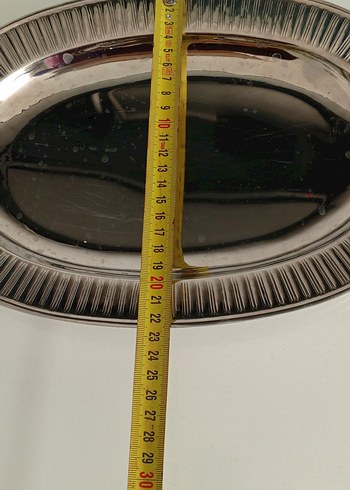 Modern Klasik Paslanmaz Gri Parlak Oval Tabaklar - Görsel 6