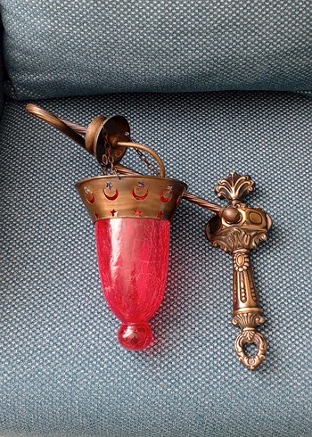 Kırmızı Camlı Klasik Avize Lambası - Görsel 3