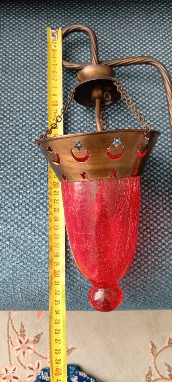 Kırmızı Camlı Klasik Avize Lambası - Görsel 4